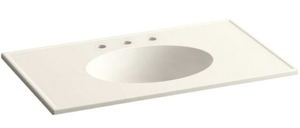lot 51 image: KOHLER CeramicImpressions 37 in. Single Faucet Hole Vitreous China Vanity Top with Basin in Biscuit Impressions