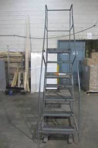 Industrial Rolling ladder - 7 step, 24 inch wide - 450lbs rated - MD 0318