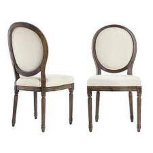 lot 2 image: Exclusive Home Decorators Collection Ellington Haze Wood Upholstered Dining Chair with Rounded Back Ivory Seat (Set of 2) (19 in. W x 38 in. H)