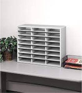 lot 11 image: Fellowes Literature Organizer - 24 Compartment, Letter, Dove Gray