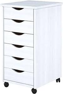 lot 12 image: Adeptus 6-Drawer Solid Wood Mobile Storage Cart in White
