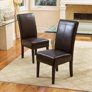lot 18 image: Noble House Pertica T-stitch Chocolate Brown Leather Dining Chair