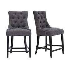 lot 40 image: Exclusive StyleWell Bakerford Charcoal Upholstered Counter Stool with Back (Set of 2)