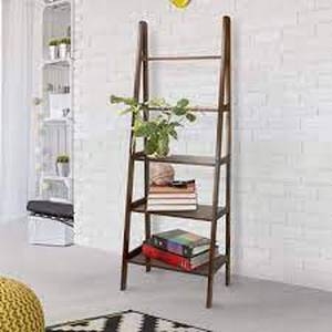 lot 52 image: Casual Home 72 in. Warm Brown Wood 5-shelf Ladder Bookcase with Open Back