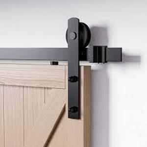 lot 96 image: Boyel Living 6.6 ft.78 in. I Shape Black for Double Doors Steel Sliding Barn Door Track and Hardware Kit (2-Pieces Track)