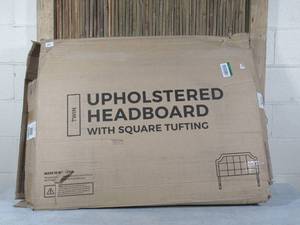 lot 100 image: Upholstered Headboard with Square Tufting-Cobalt