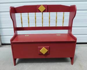 lot 81 image: Wood Bench with Storage