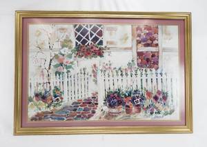 lot 97 image: Robert A Fleming Framed Floral Porch Print