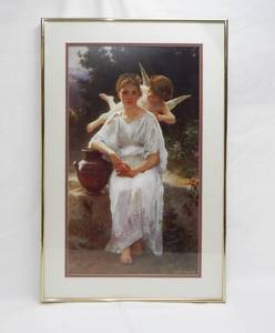 lot 99 image: Framed Whisperings of Love Print by W. Bouguereau