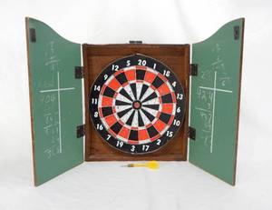 lot 110 image: Vintage Dartboard with Two Darts