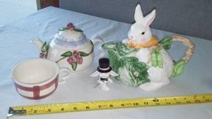 lot 223 image: Teapots (2) Bunny and Flower with Matching Cup.