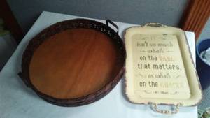 lot 231 image: (2) Trays Wicker and Metal
