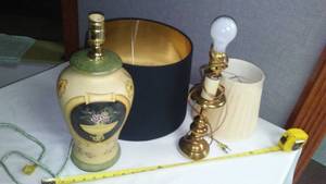 lot 234 image: (2) Lamps & Shades - Retro Style Cord.