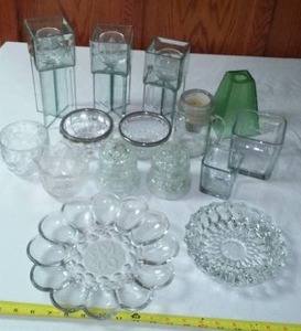lot 287 image: (3) Mirrored Canle Holders and More.