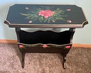 lot 60 image: Gorgeous Hand Painted Accent Table with Storage