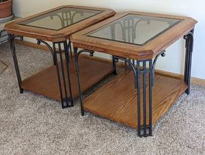 lot 17 image: Pair of Glass Topped Side Tables