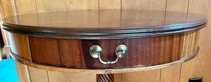 lot 171 image: Vintage Round Drum Table with Drawer