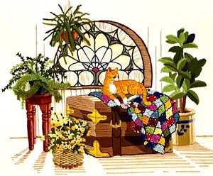 lot 201 image: Vintage Framed Needlework Art