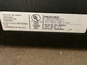 lot 248 image: Proform Crosswalk 325x Treadmill Model 831.29323.0
