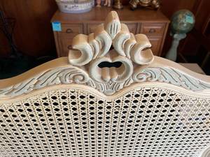 lot 318 image: Queen Headboard with Wicker Inlays and Bed Frame