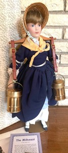 lot 427 image: Franklin Heirloom Collection The Milk Maid and The Lavender Girl Dolls with Original Boxes