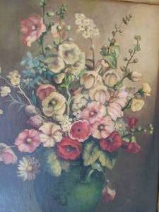 lot 53 image: Original Floral Still Life Oil Painting Artist Signed Ambuter