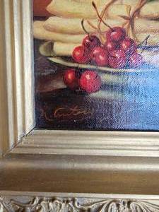 lot 54 image: Oil Painting Artichoke and Vegi Still Life by Ambuter