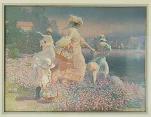 lot 69 image: James Verdugo Print  Strolling Through The Flowers