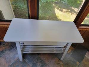 lot 23 image: Handsome Upcycled Mission Console Table