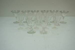 aperitif silver trimmed glasses,wine glasses