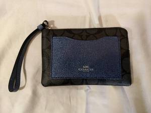 Coach Navy Metallic Wristlet Wallet