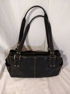 Fossil Long Live Vintage Black Pebbled Leather Tote Shoulder Satchel (Brand New)