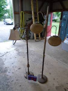 Qty of 2 lamps. 1 antique brass & 1 mcm. As shown.