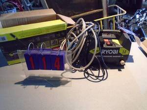 Ryobi 1600 psi electric pressure washer. No wand. Unable to fully test washer. As shown.