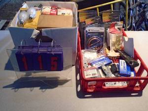 Lot of light bulbs & electronic accessories. As shown.