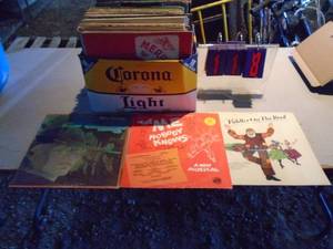 Box of record albums. As shown.