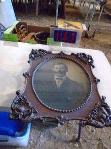 Antique picture & ornate frame. As shown.