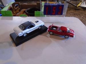 Challenger & corvette diecast cars. Needing repair. As shown.