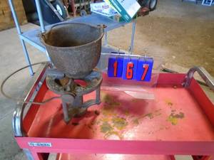 Antique plumbers lead pot. As shown.