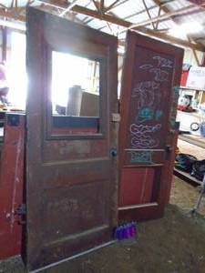 2 doors. 1 wood 84 x 32 x 1 14. 1 steel & wood 84 x 36 x 2. As shown.