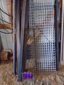 6 high metal shelf with 8 cross bars & 4 wire shelves. As shown.