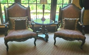 Pair Of Designer Wingback Chairs By Marge Carson