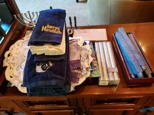 Large Assortment Of Hanukkah Dcor And Linens