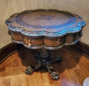 Scalloped Accent Table With Clawfoot Pedestal By Marge Carson