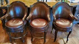 Set Of Three Swiveling Barstools By Century Furniture