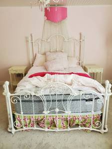 Painted Cast-iron Full Size Bed Frame With Headboard And Footboard