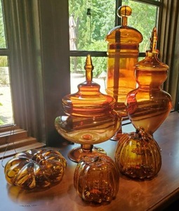 Collection Of Orange Glass Dcor