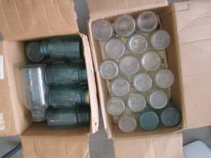 lot 9 image: 2 boxes of Large Ball canning jars ...