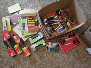lot 77 image: Box of misc includes scotch tape di...