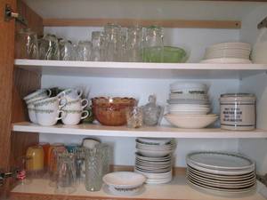 lot 97 image: Contents of cupboard includes glass...